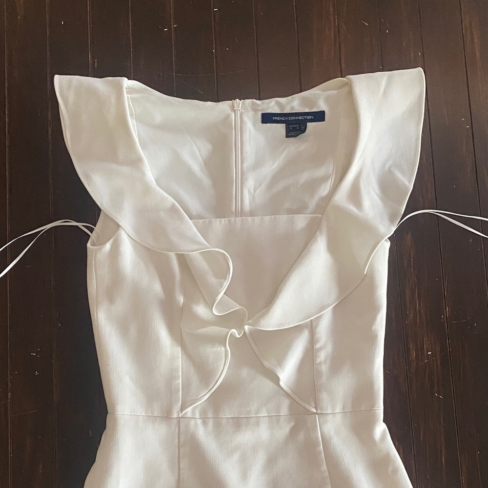 French Connection White Ruffle Mini Dress -Size 4 - Picture 3 of 11